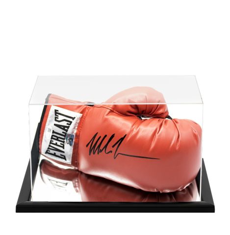 Mike Tyson Signed Boxing Glove: Everlast, Red - In Acrylic Display Case
