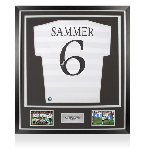 Framed Matthias Sammer Signed Germany Shirt: Home - Premium