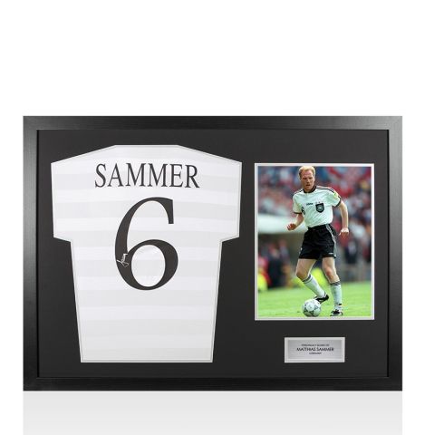 Framed Matthias Sammer Signed Germany Shirt: Home - Panoramic