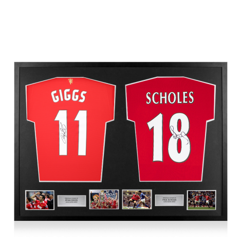 Framed Ryan Giggs & Paul Scholes Signed Manchester United Shirts - Dual Framed