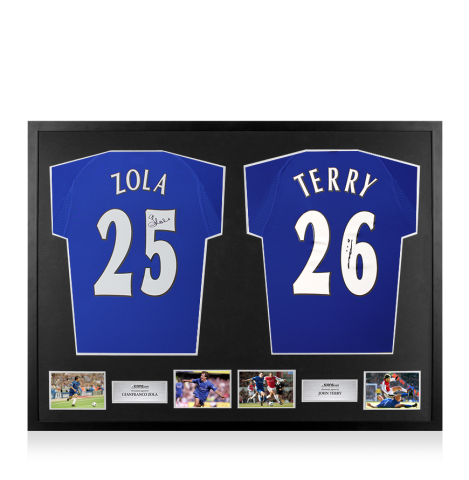 Framed Gianfranco Zola & John Terry Signed Chelsea Shirts - Dual Framed