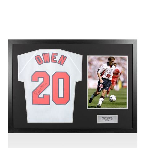 Framed Michael Owen Signed England Shirt: Home, 1998-99 - Panoramic