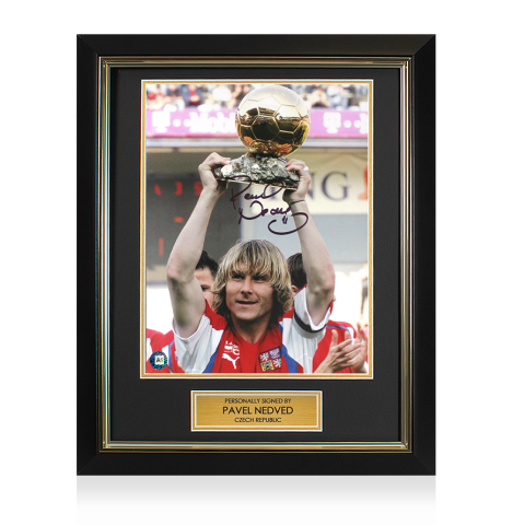 Framed Pavel Nedved Signed Czech Republic Photo: Ballon d'Or Winner: Trophy Winners Range