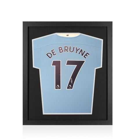 Framed Kevin De Bruyne Signed Manchester City Shirt: Home, 2020-21 - Compact
