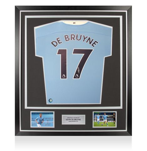 Framed Kevin De Bruyne Signed Manchester City Shirt: Home, 2020-21 - Premium