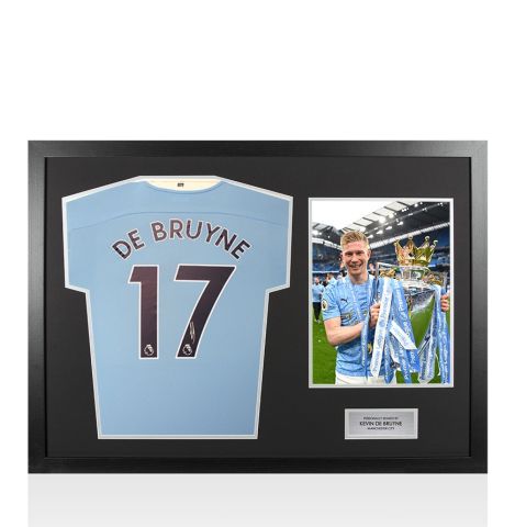 Framed Kevin De Bruyne Signed Manchester City Shirt: Home, 2020-21 - Panoramic