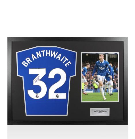 Framed Jarrad Branthwaite Signed Everton Shirt: Home, 2023-24 - Panoramic