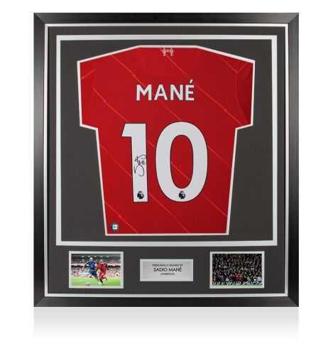 Framed Sadio Mane Signed Liverpool Shirt: Home, 2021-22 - Premium