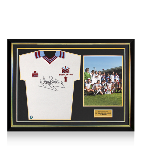 Sir Trevor Brooking Signed West Ham United Shirt: 1980-81 - Framed FA Cup Winner Edition