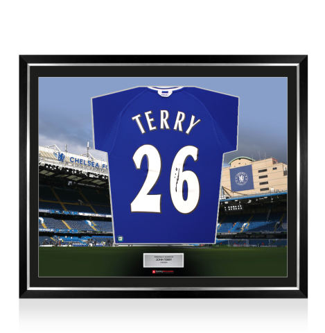 Framed John Terry Signed Chelsea Shirt: Home, 2000-01 - The Stadium Collection