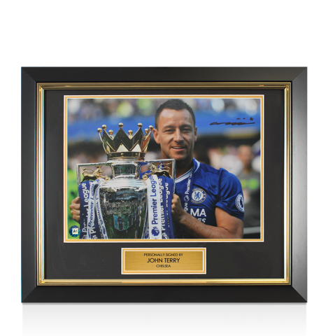 Framed John Terry Signed Chelsea Photo - Premier League Winner: Trophy Winners Range