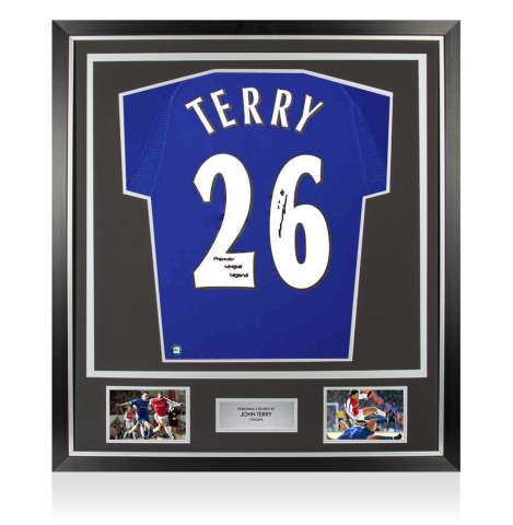 Framed John Terry Back Signed Chelsea 2000 Home Shirt: Premier League Legend Inscription - Premium