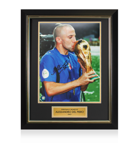 Framed Alessandro Del Piero Signed Italy Photo: World Cup Winner: Trophy Winners Range