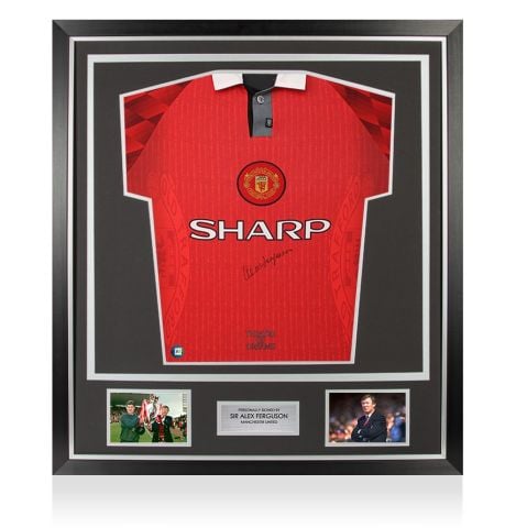 Framed Alex Ferguson Signed Manchester United Shirt: Home, 1996-97 - Premium