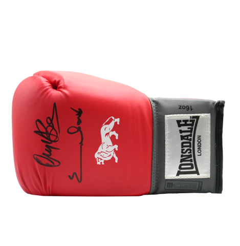 Nigel Benn & Chris Eubank Multi-Signed Signed Boxing Glove: Lonsdale, Red - Gift Box