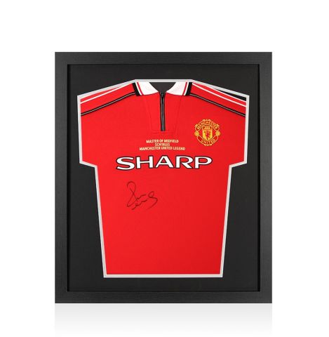 Framed Paul Scholes Signed Manchester United Shirt: Home, 1999-00 - Master of Midfield Edition - Compact