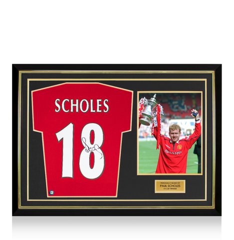Paul Scholes Signed Manchester United Shirt: Home, 1999-00 - Framed FA Cup Winner Edition