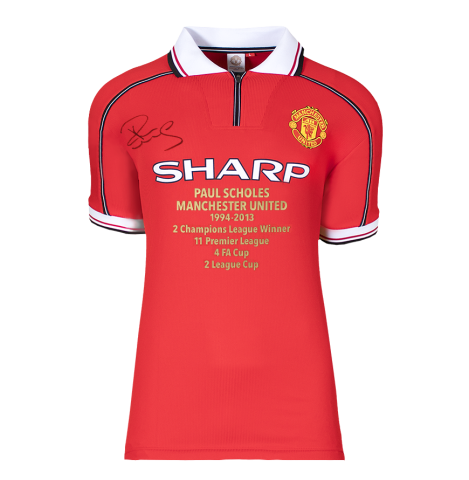 Paul Scholes Signed Manchester United Shirt: Home, 1999-00 - Career Stats Edition - Gift Box