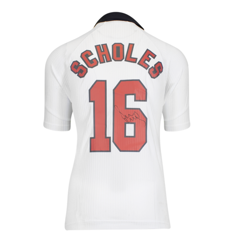 Paul Scholes Signed England Shirt: Home, 1998-99