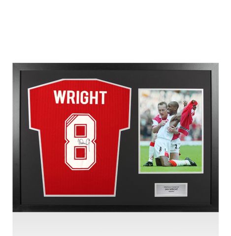 Framed Ian Wright Signed Arsenal Shirt: Home, 1985-86 - Panoramic