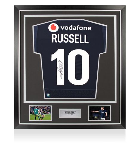 Framed Finn Russell Signed Scotland Shirt: Home, 2025-26 - Premium