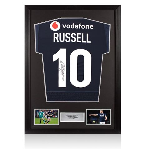 Framed Finn Russell Signed Scotland Shirt: Home, 2025-26