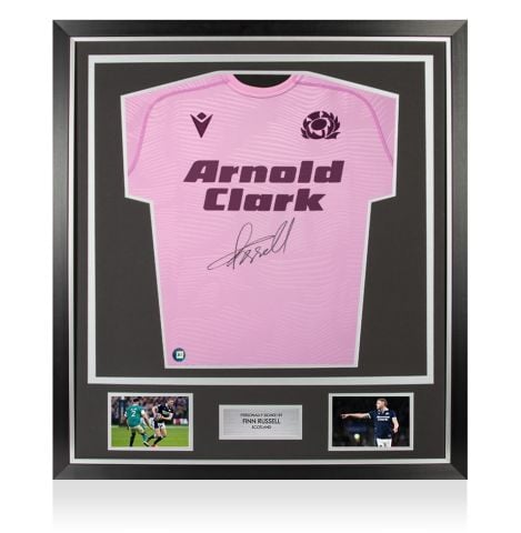 Framed Finn Russell Signed Scotland Shirt: Away, 2025-26 - Premium