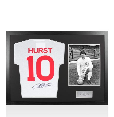 Framed Geoff Hurst Signed England T-Shirt - Panoramic