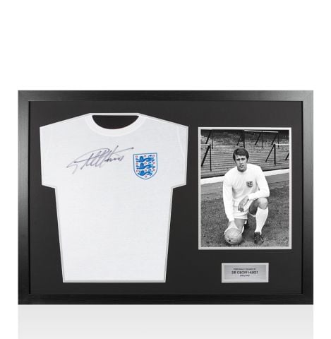 Framed Geoff Hurst Signed England T-Shirt - Panoramic