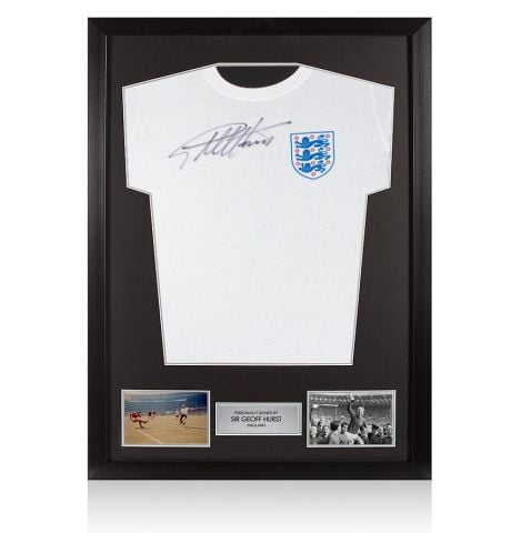 Framed Geoff Hurst Signed England T-Shirt