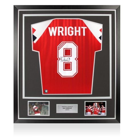 Framed Ian Wright Signed Arsenal Shirt: Home, 1992-93 - Premium