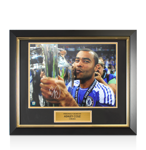 Framed Ashley Cole Signed Chelsea Champions League Winner Photo: Trophy Winners Range
