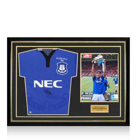 Duncan Ferguson Signed Everton Shirt: 1995-96 - Framed FA Cup Winner Edition
