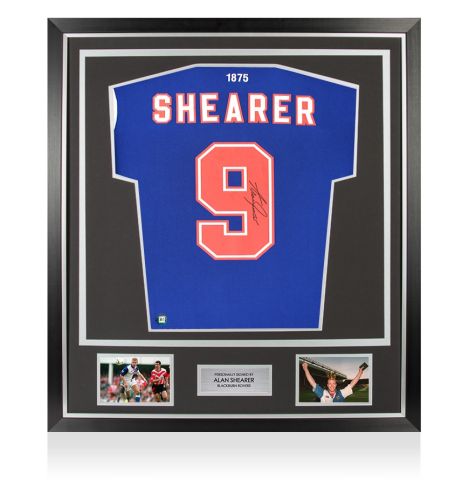 Framed Alan Shearer Signed Blackburn Rovers Shirt:  - Premium