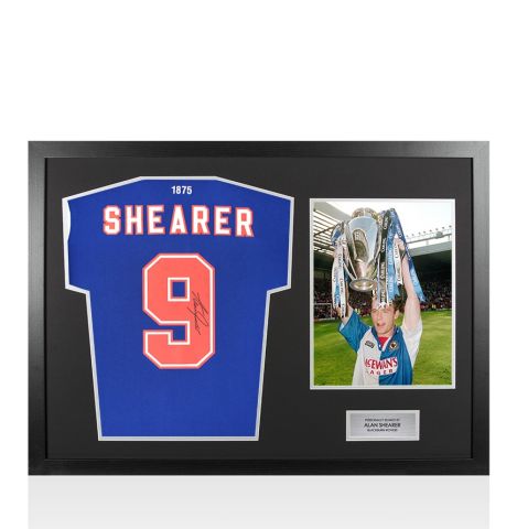 Framed Alan Shearer Signed Blackburn Rovers Shirt:  - Panoramic