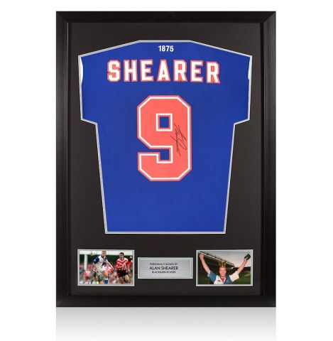 Framed Alan Shearer Signed Blackburn Rovers Shirt: