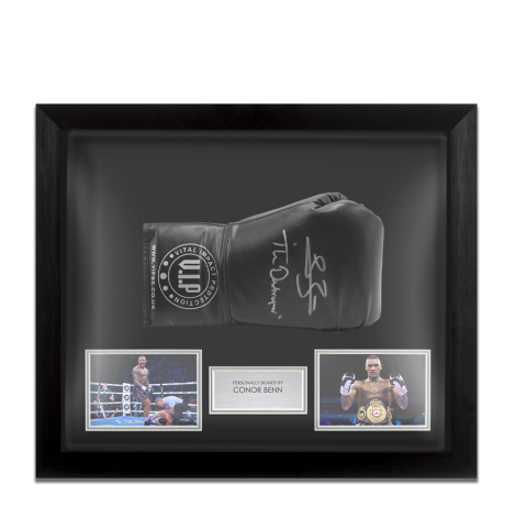Framed Conor Benn Signed Boxing Glove - Bubble Framed