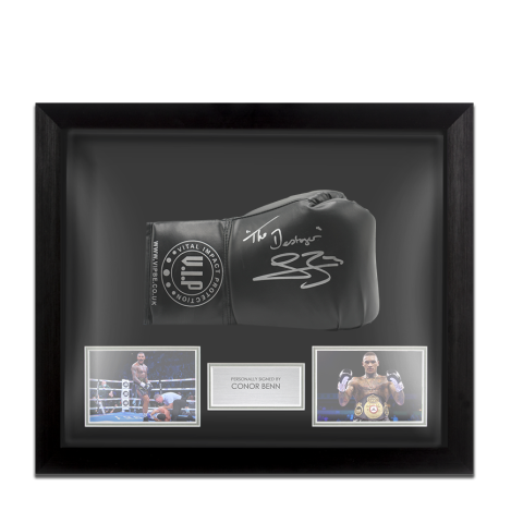 Framed Conor Benn Signed Boxing Glove - Bubble Framed