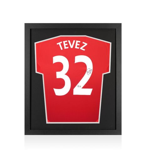 Framed Carlos Tevez Signed Manchester United Shirt: Home, 2024-25 - Compact