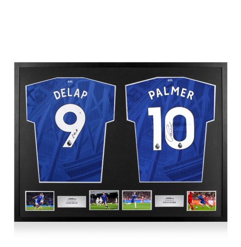 Framed Liam Delap & Cole Palmer Signed Chelsea Shirts - Dual Framed