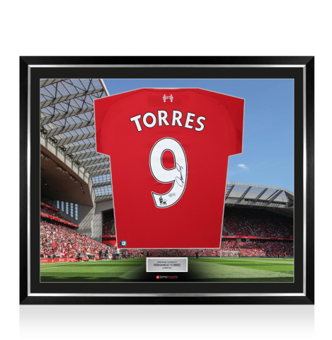 Framed Fernando Torres Signed Liverpool Shirt: Home, 2025-26 - The Stadium Collection