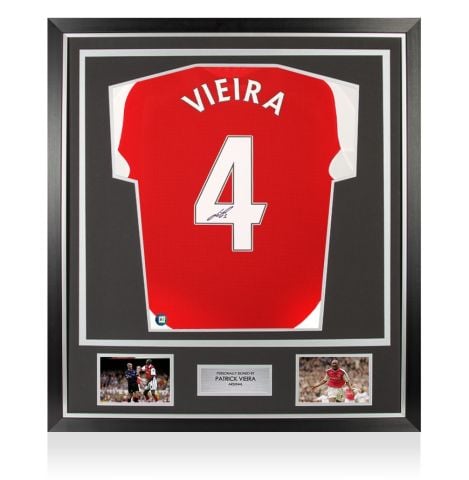 Framed Patrick Vieira Signed Arsenal Shirt: Home, 2024-25 - Premium