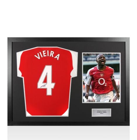 Framed Patrick Vieira Signed Arsenal Shirt: Home, 2024-25 - Panoramic