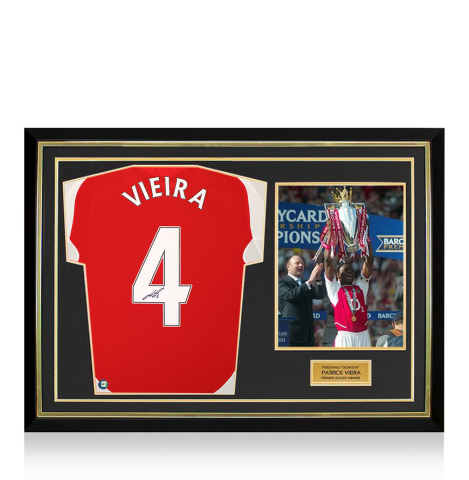 Patrick Vieira Back Signed Arsenal 2024-25 Home Shirt: Premier League Winner Edition