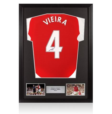 Framed Patrick Vieira Signed Arsenal Shirt: Home, 2024-25