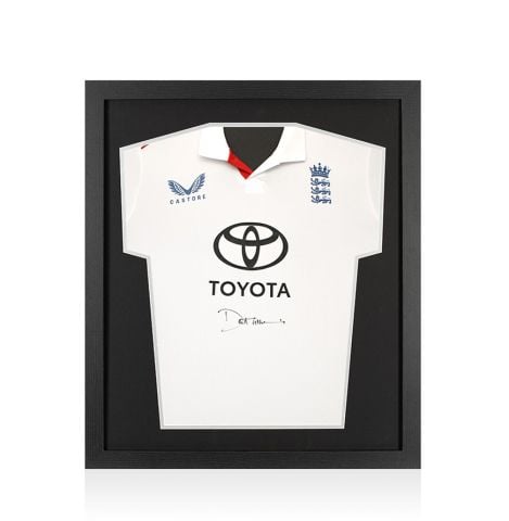 Framed David Gower Front Signed England Cricket Shirt - Compact