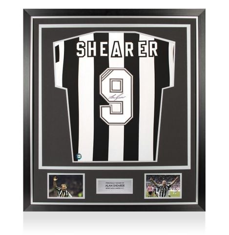 Framed Alan Shearer Signed Newcastle United Shirt: Home, 1993-94 - Premium
