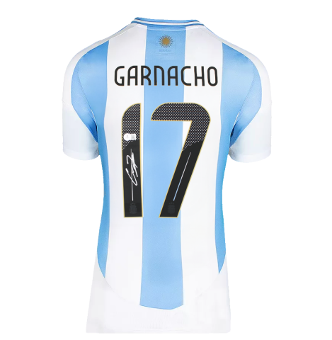 Alejandro Garnacho Signed Argentina Shirt: Home, 2024-25 - Gift Box