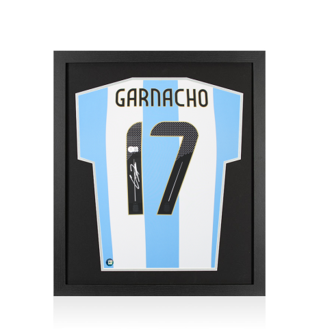 Framed Alejandro Garnacho Signed Argentina Shirt: Home, 2024-25 - Compact