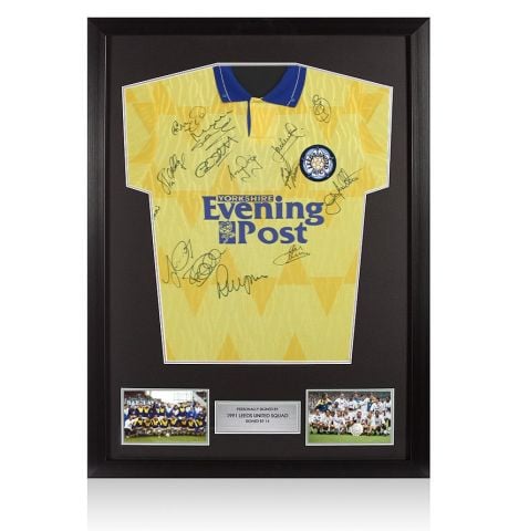 Framed Multi-Signed Signed Leeds United Shirt: Away, 1991-92